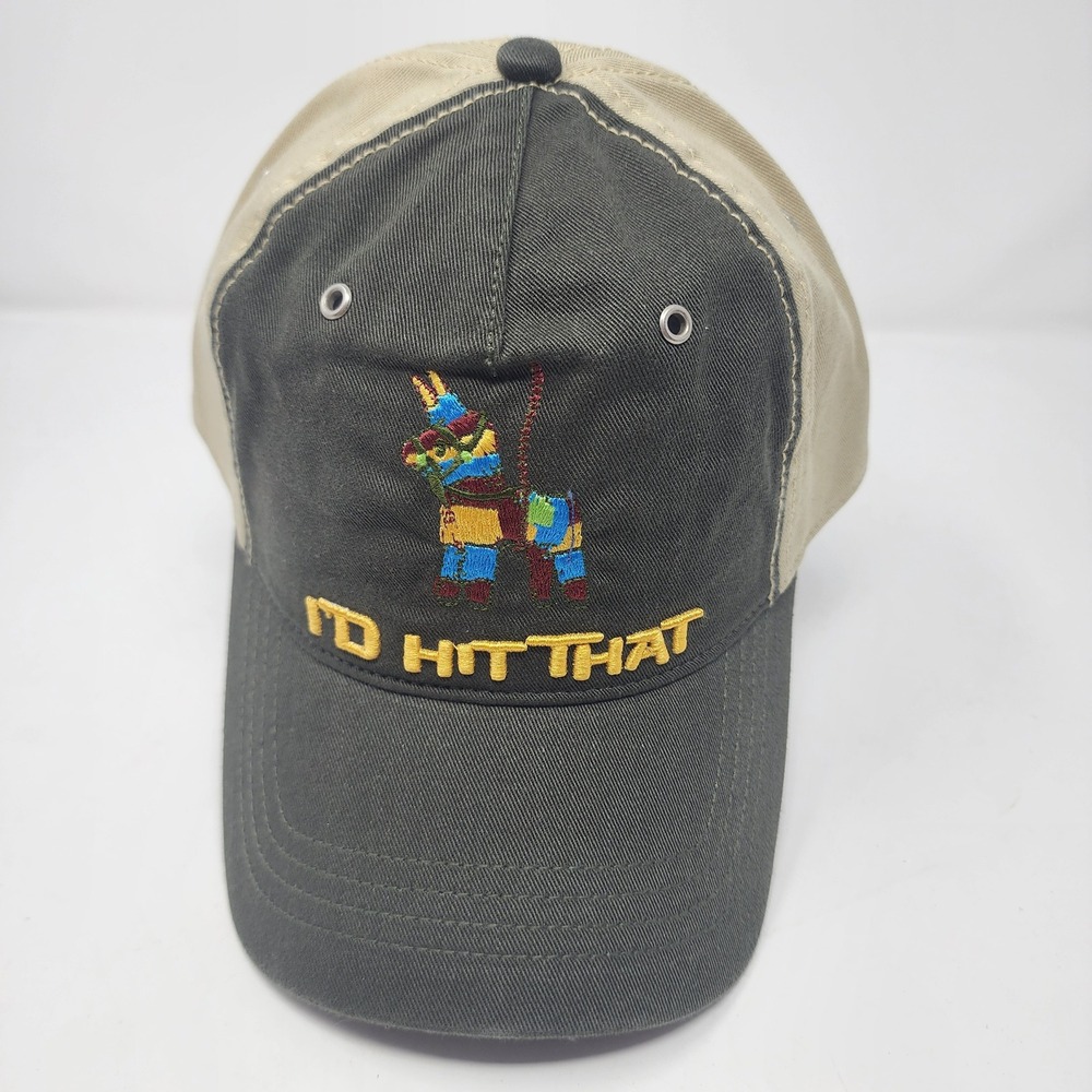 HYP Baseball Hat OSFM I'd Hit That Pinata Cotton Dad Cap Gray Khaki